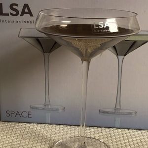 SOLD.    LSA Platinum Champagne glasses set of 2